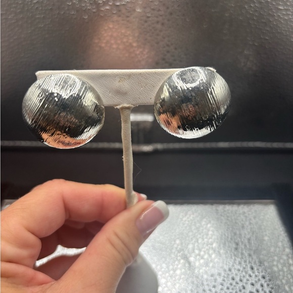 Jewelry - Elegant Silver Dome Earrings Clip On .